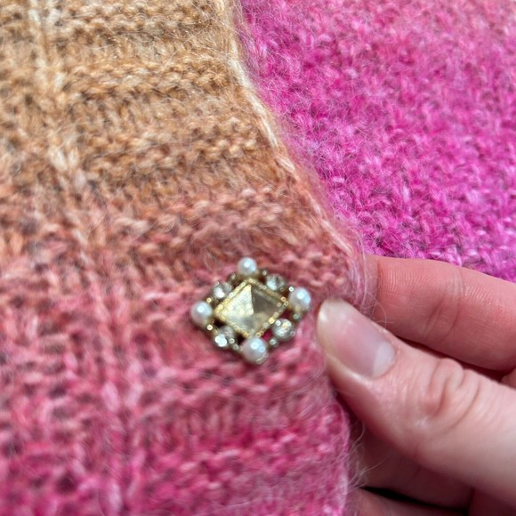 Anna Kay Cardigan Multicolor Ombre Embellished Buttons Wool Blend Size 2 - Picture 9 of 11